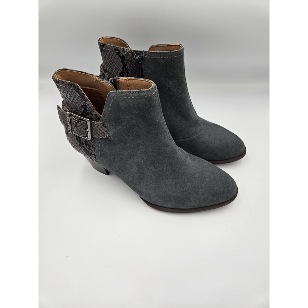 Vionic Women's Grey Size 7 Ankle Boots Side Zipper‎ Snakeskin Detail